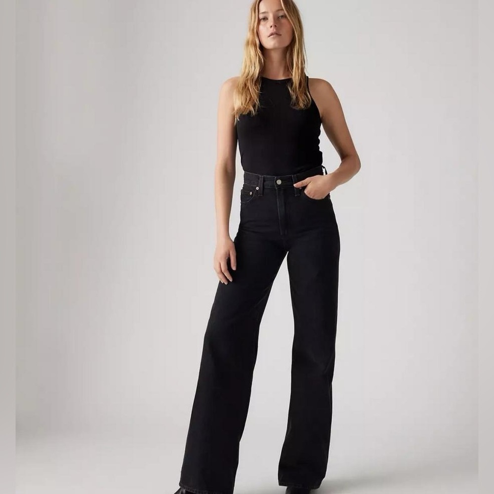 Levi's Premium women’s Ribcage wide leg black jeans